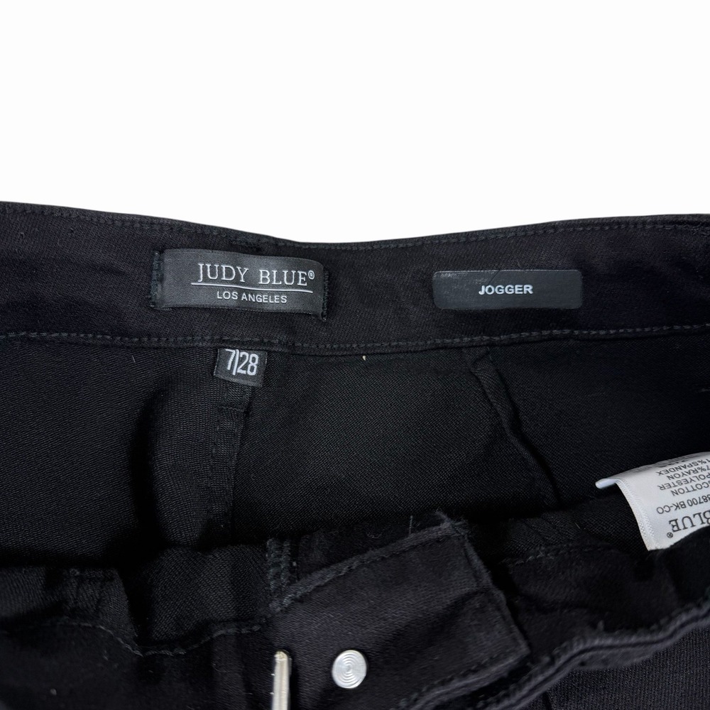 Judy Blue Jogger Pants Black High Rise Drawstring Utility Size 7/28 Stretch - Picture 4 of 8